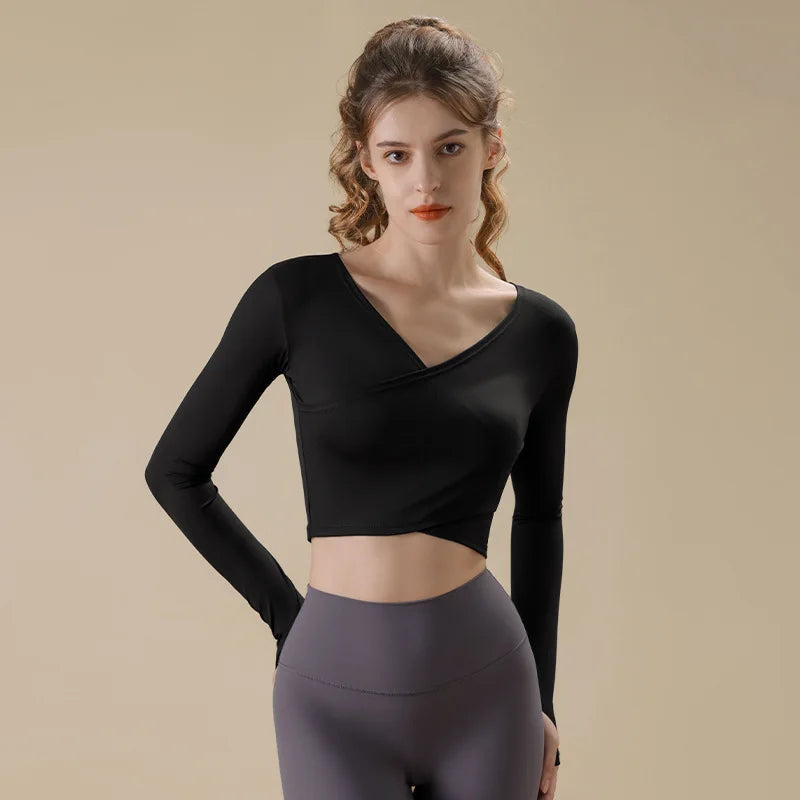 Cross Hem V-Neck Crop Top
